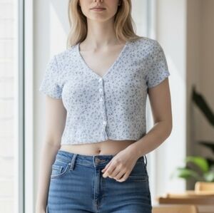 Blue crop top Floral Size XS